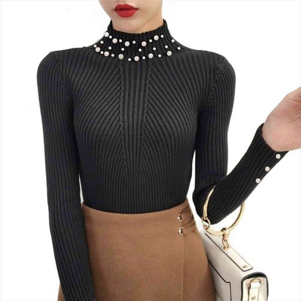 autumn and winter women casual womens sweater pearl beaded o neck long sleeve slim knit pullover, White;black
autumn and winter women casual womens sweater pearl beaded o neck long sleeve slim knit pullover, White;black