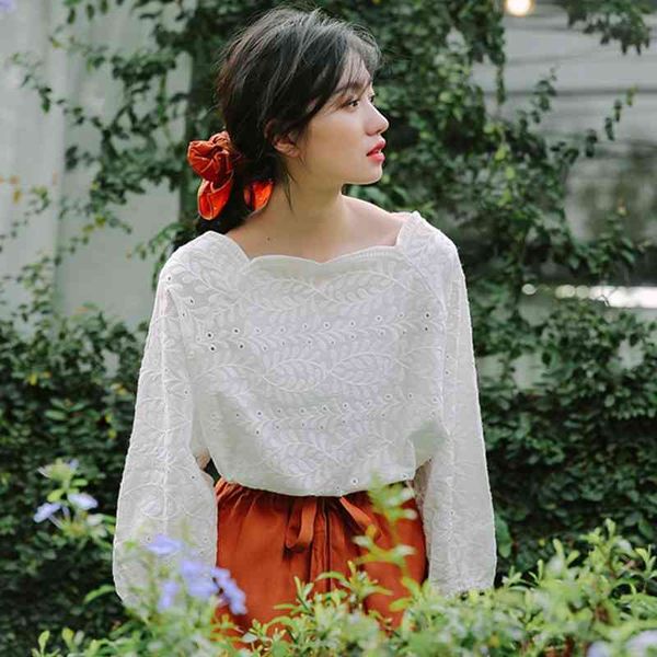 summer casual lace women's blouses off shoulder half sleeve embroidery hollow out white shirt female fashion clothing 210520
summer casual lace women's blouses off shoulder half sleeve embroidery hollow out white shirt female fashion clothing 210520