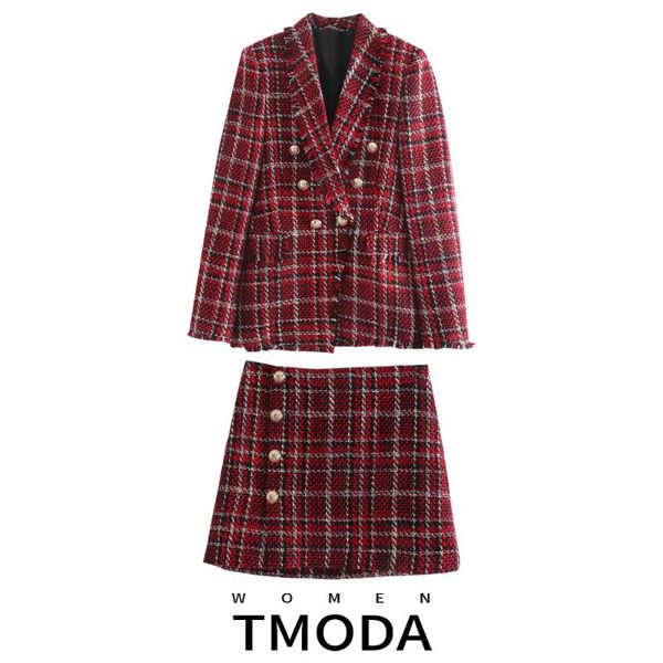 women's suits & blazers tmoda2309 women 2021 fashion double breasted tweed check blazer coat vintage long sleeve frayed trims female ou, White;black
women's suits & blazers tmoda2309 women 2021 fashion double breasted tweed check blazer coat vintage long sleeve frayed trims female ou, White;black