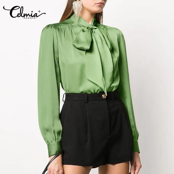 women's blouses & shirts celmia bow tie neck satin 2021 autumn casual blusa office lady workplace fashion elegant long sleeve, White
women's blouses & shirts celmia bow tie neck satin 2021 autumn casual blusa office lady workplace fashion elegant long sleeve, White