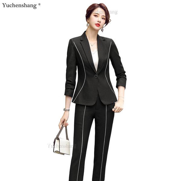 women's suits & blazers fashion symmetrical khaki black stripe pant suit women slim single button jacket and trouser office ladies blaz, White;black
women's suits & blazers fashion symmetrical khaki black stripe pant suit women slim single button jacket and trouser office ladies blaz, White;black