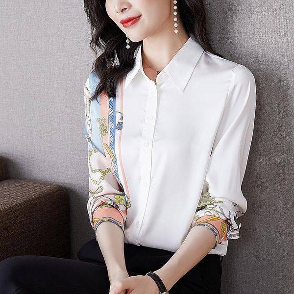 women's blouses & shirts 2021 arrival spring/autumn women loose casual long sleeve print blouse all-matched turn-down collar chiffon sh, White
women's blouses & shirts 2021 arrival spring/autumn women loose casual long sleeve print blouse all-matched turn-down collar chiffon sh, White