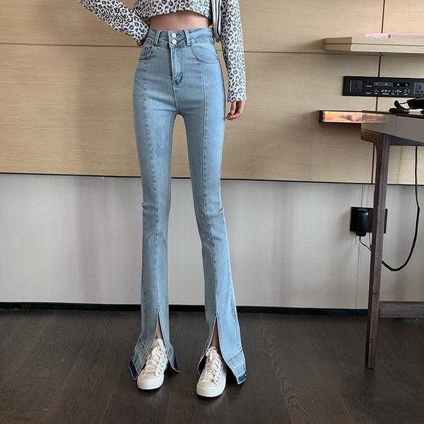 women's 2021 spring summer slim high waist elastic casual denim flare pants female split hem floor length jeans streetwear, Blue
women's 2021 spring summer slim high waist elastic casual denim flare pants female split hem floor length jeans streetwear, Blue