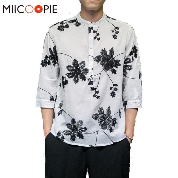 men's casual shirts vintage embroidery flower three quarter for men summer mandarin collar pullover male white shirt asian sizes -3xl, White;black
men's casual shirts vintage embroidery flower three quarter for men summer mandarin collar pullover male white shirt asian sizes -3xl, White;black