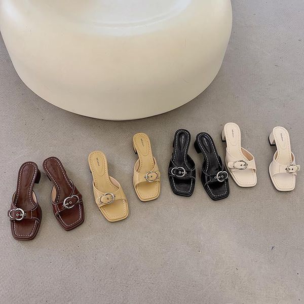slippers fashion women open toe belt buckle solid color brown/black/beige retro style simple sandals mules shoes woman
slippers fashion women open toe belt buckle solid color brown/black/beige retro style simple sandals mules shoes woman