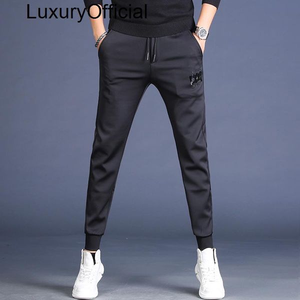 men's pants autumn fashion brand embroidered sweatpants casual slim fit small feet, Black
men's pants autumn fashion brand embroidered sweatpants casual slim fit small feet, Black