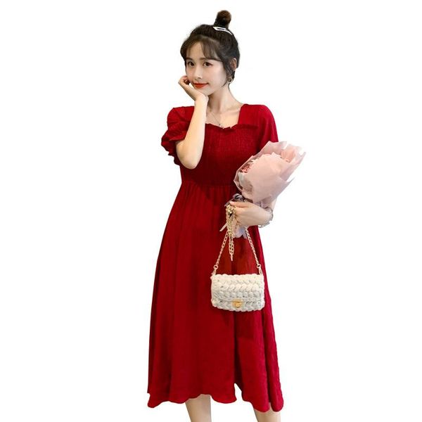 maternity dresses dress summer short sleeve square neck pleated clothes pregnant women fashion party sweet wedding, White
maternity dresses dress summer short sleeve square neck pleated clothes pregnant women fashion party sweet wedding, White