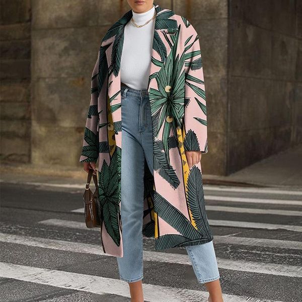 women's wool & blends donsignet women coat 2021 fashion mid-long leaf print streetwear fall clothes for, Black
women's wool & blends donsignet women coat 2021 fashion mid-long leaf print streetwear fall clothes for, Black