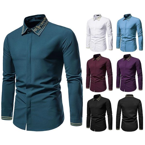 men's dress shirts 2021 fashion spring and autumn color matching business embroidered lapel dark button long-sleeved shirt, White;black
men's dress shirts 2021 fashion spring and autumn color matching business embroidered lapel dark button long-sleeved shirt, White;black