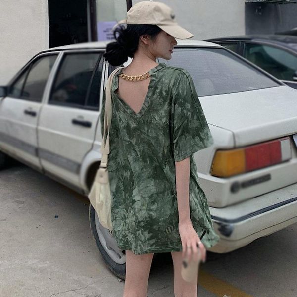 women's t-shirt tie dye t shirt fashion tshirt summer casual short sleeve ladies women over size long tee o-neck streetwear, White
women's t-shirt tie dye t shirt fashion tshirt summer casual short sleeve ladies women over size long tee o-neck streetwear, White