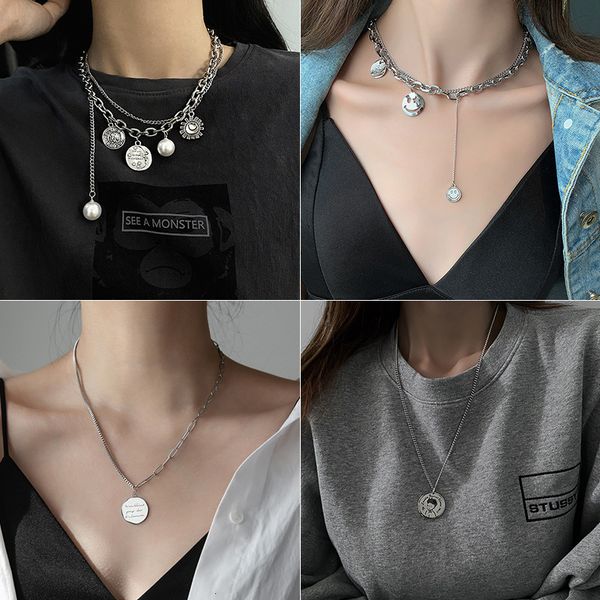 double layer hip hop jumper necklace women's trendy net red temperament pendant long versatile simple clavicle chain, Silver
double layer hip hop jumper necklace women's trendy net red temperament pendant long versatile simple clavicle chain, Silver