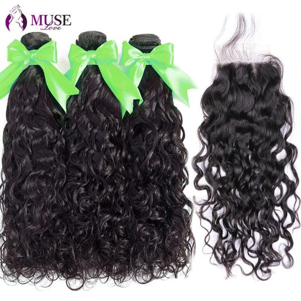 human hair bulks muse love brazilian water wave bundles with closure non remy 3 curly, Black
human hair bulks muse love brazilian water wave bundles with closure non remy 3 curly, Black