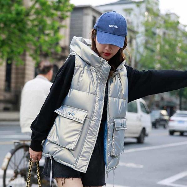 women's vests 2021 winter long vest shiny solid hooded sleeveless jacket plus size stand collar cotton padded thick casual outwear, Black;white
women's vests 2021 winter long vest shiny solid hooded sleeveless jacket plus size stand collar cotton padded thick casual outwear, Black;white