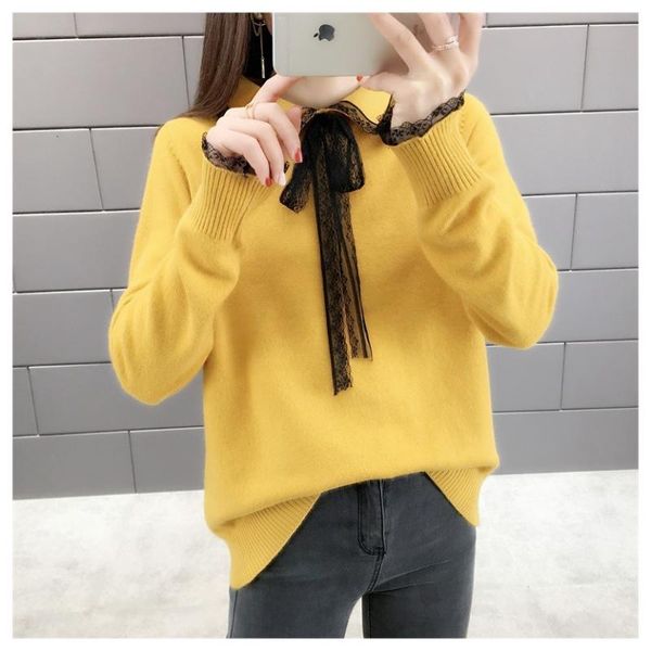 women's sweaters trendy women knitted sweater winter spring lace bow long sleeve jumper fashion female loose solid pullover knitwear, White;black
women's sweaters trendy women knitted sweater winter spring lace bow long sleeve jumper fashion female loose solid pullover knitwear, White;black