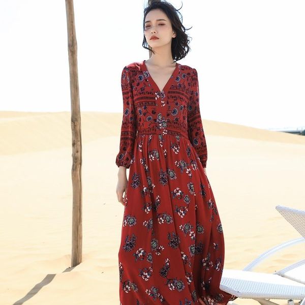casual dresses 2021 spring autumn women print floral boho vacation woman maxi vestidos long sleeve vintage clothes wpy2305, Black;gray
casual dresses 2021 spring autumn women print floral boho vacation woman maxi vestidos long sleeve vintage clothes wpy2305, Black;gray