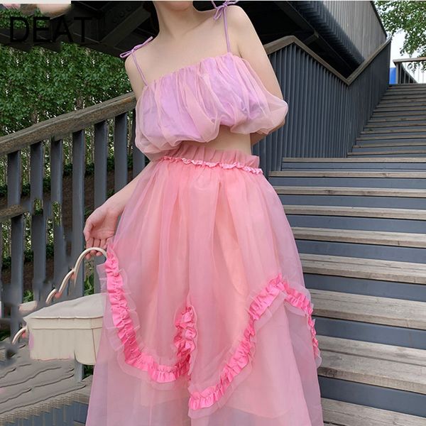 women purple mesh strapless short camis tank sleeveless personality fashion spring summer 2f0293 210421, White