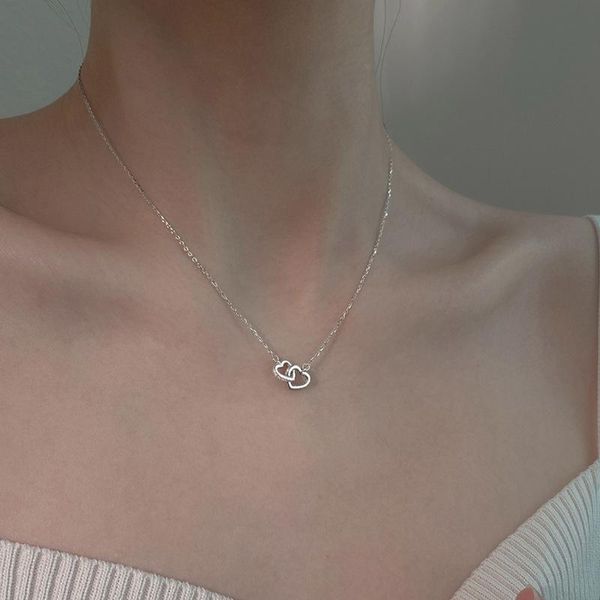 pendant necklaces silver color double heart charm necklace for women creative clavicle chain elegant party valentine jewelry collier 2021
pendant necklaces silver color double heart charm necklace for women creative clavicle chain elegant party valentine jewelry collier 2021
