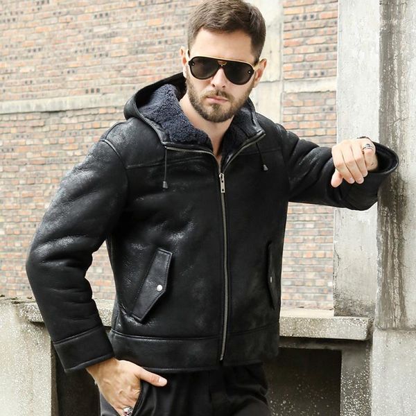 mens b3 shearling jacket black leather hooded fur coat short sheepskin winter warm men's & faux
mens b3 shearling jacket black leather hooded fur coat short sheepskin winter warm men's & faux