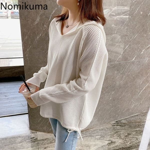 nomikuma spring new hollow-out women hooded knitted coat causal long sleeve korean solid swetaer pullover jacket 6f608 210427, Black
nomikuma spring new hollow-out women hooded knitted coat causal long sleeve korean solid swetaer pullover jacket 6f608 210427, Black