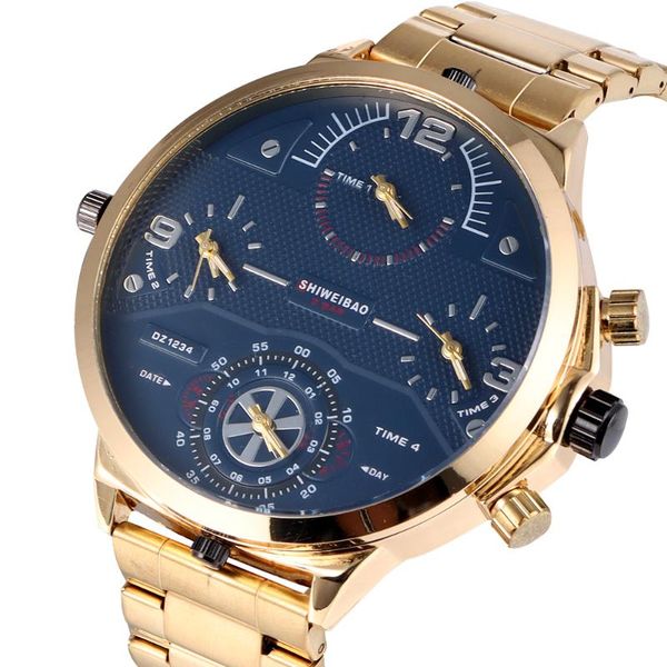wristwatches brand multiple time zone watches men large dial golden quartz sport business wristwatch creative mans gift relogio masculin, Slivery;brown
wristwatches brand multiple time zone watches men large dial golden quartz sport business wristwatch creative mans gift relogio masculin, Slivery;brown