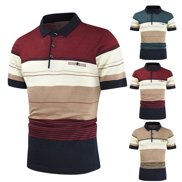 men's polos summer fashion lapel trend stripe pocket short sleeve, White;black
men's polos summer fashion lapel trend stripe pocket short sleeve, White;black