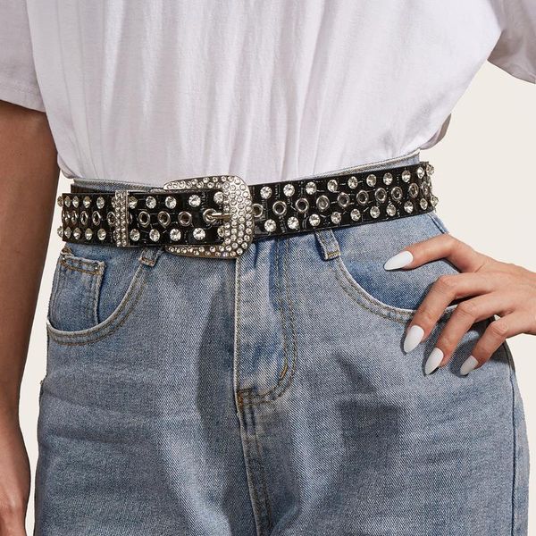 belts women's punk fashion luxury rhinestone black single hole buttonhole adjustable personality jeans leather belt, Black;brown
belts women's punk fashion luxury rhinestone black single hole buttonhole adjustable personality jeans leather belt, Black;brown