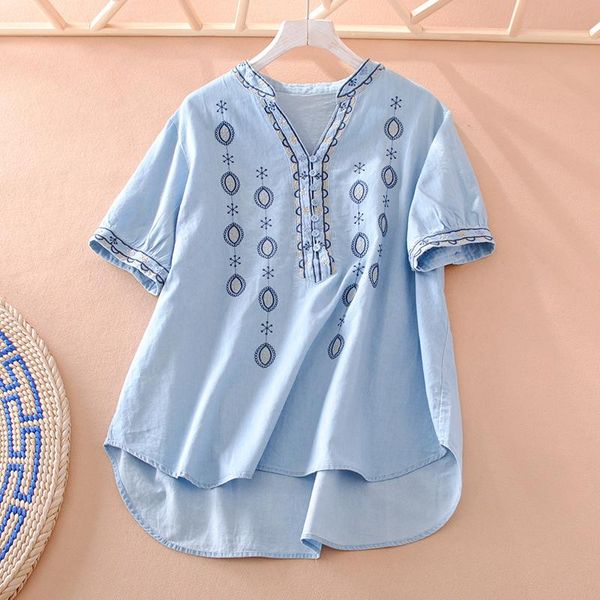 women's blouses & shirts vanovich embroidered 2021 summer short-sleeved wild casual ladies and temperament women clothes, White
women's blouses & shirts vanovich embroidered 2021 summer short-sleeved wild casual ladies and temperament women clothes, White