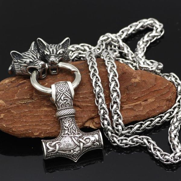 viking raytheon hammer pendant necklace titanium steel wolf head chain punk nordic jewelry drop necklaces, Silver
viking raytheon hammer pendant necklace titanium steel wolf head chain punk nordic jewelry drop necklaces, Silver