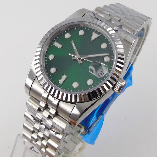 36mm/39mm saffier gentlemen watch japan miyota 8215 nh35 automatic movement green face coin bezel jubilee bracelet date cyclops, Slivery;brown
36mm/39mm saffier gentlemen watch japan miyota 8215 nh35 automatic movement green face coin bezel jubilee bracelet date cyclops, Slivery;brown