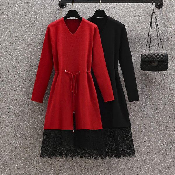 casual dresses fashion large size women clothing autumn winter lace patchwork knitted sweater dress v neck long sleeve loose pullover m138, Black;gray
casual dresses fashion large size women clothing autumn winter lace patchwork knitted sweater dress v neck long sleeve loose pullover m138, Black;gray