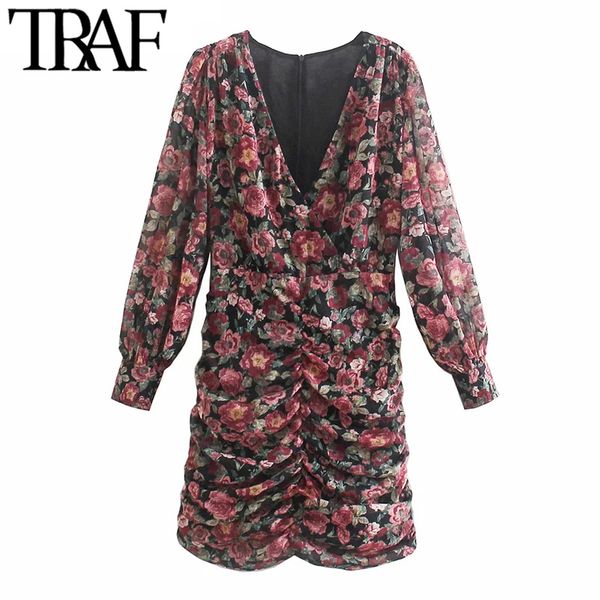 traf women chic fashion floral print pleated mini dress vintage long sleeve back zipper female dresses vestidos mujer 210415, Black;gray
traf women chic fashion floral print pleated mini dress vintage long sleeve back zipper female dresses vestidos mujer 210415, Black;gray