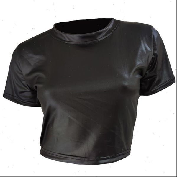 women womens faux leather t shirt crop short sleeve punk midriff tee clubwear drop, White
women womens faux leather t shirt crop short sleeve punk midriff tee clubwear drop, White