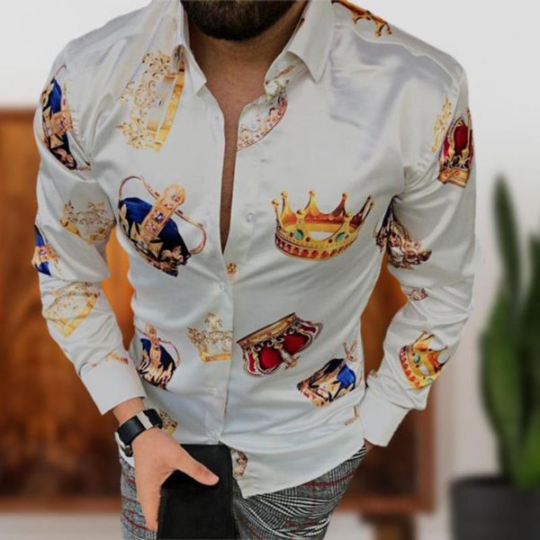 men's casual shirts crown print men shirt turn-down collar long sleeve blouse streetwear breathable brand camisa harajuku clothes, White;black
men's casual shirts crown print men shirt turn-down collar long sleeve blouse streetwear breathable brand camisa harajuku clothes, White;black