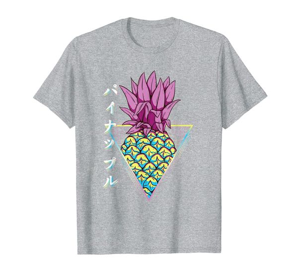 aesthetic pineapple vaporwave streetwear t-shirt, White;black