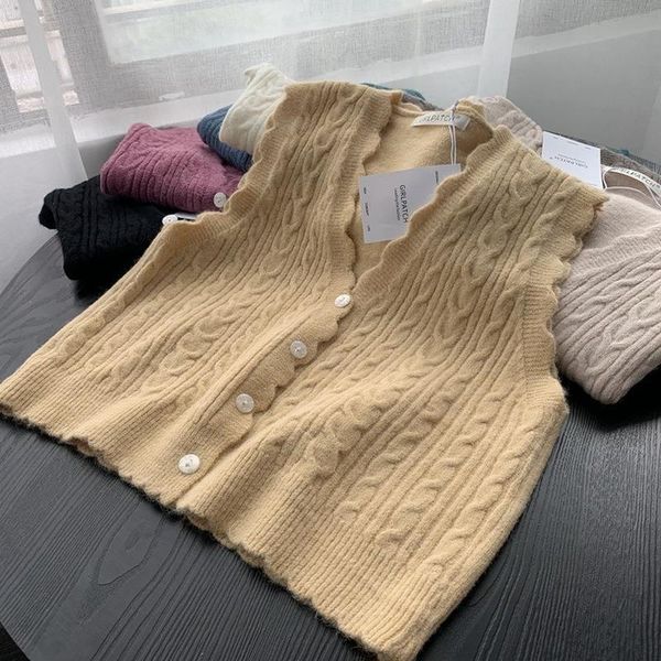 women's vests knitted for women spring soild v neck korean single breasted braid sweater vest sleeveless cardigan waistcoat, Black;white
women's vests knitted for women spring soild v neck korean single breasted braid sweater vest sleeveless cardigan waistcoat, Black;white