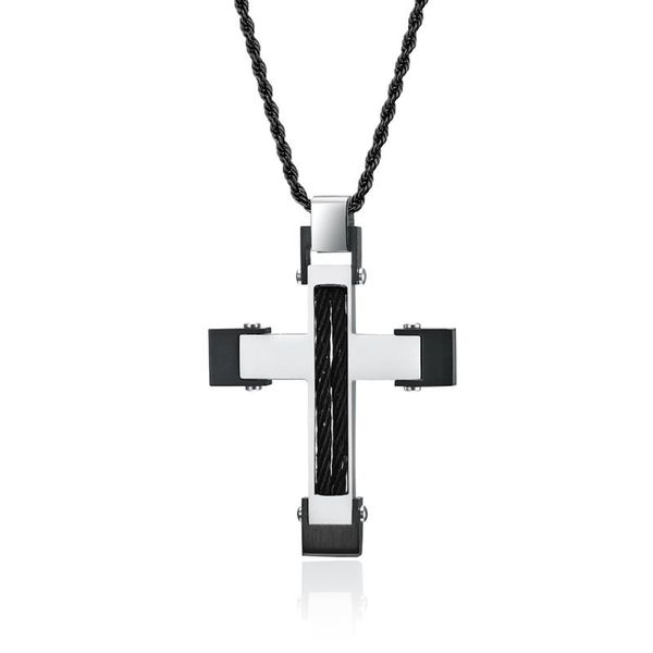 pendant necklaces european and american fashion inlaid stainless steel rope titanium cross necklace, Silver
pendant necklaces european and american fashion inlaid stainless steel rope titanium cross necklace, Silver