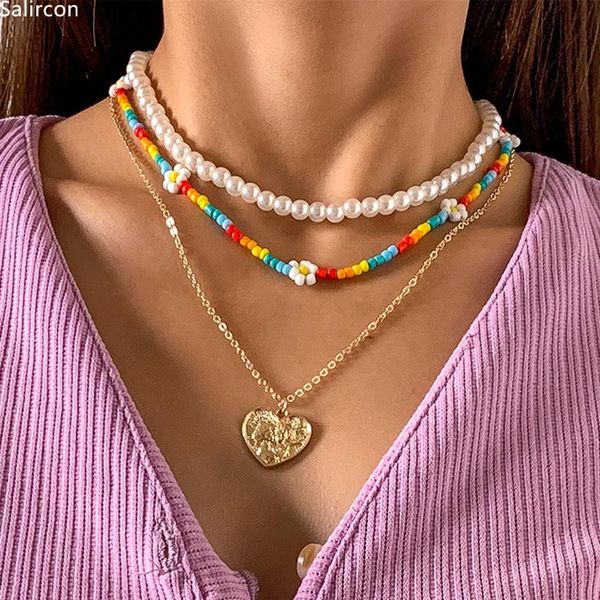 pendant necklaces retro punk geometric heart necklace for women multicolor flowers beaded multi layer chain choker jewelry, Silver
pendant necklaces retro punk geometric heart necklace for women multicolor flowers beaded multi layer chain choker jewelry, Silver