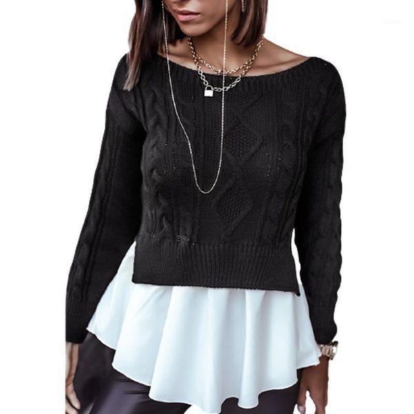 women winter elegant ruffles patchwork long sleeve knitted sweater ladies casual slim o neck harajuku pullover sj7350m women's sweater, White;black
women winter elegant ruffles patchwork long sleeve knitted sweater ladies casual slim o neck harajuku pullover sj7350m women's sweater, White;black