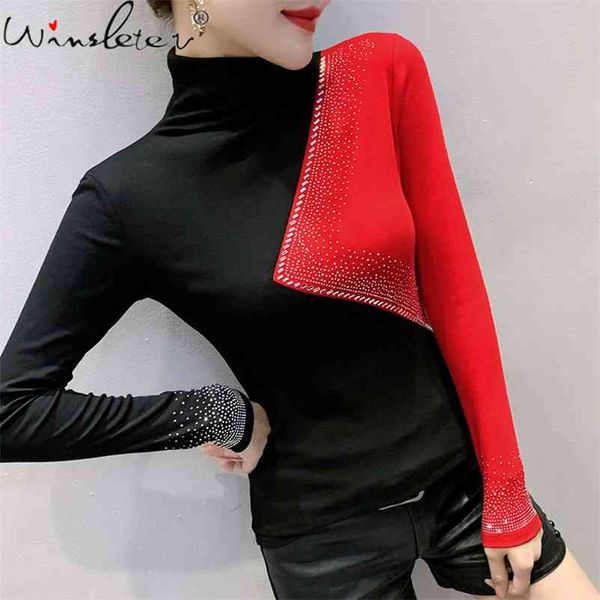 spring fall korean style t-shirt chic contrast color shiny diamonds women cotton ropa mujer long sleeve tees t00406a 210330, White
spring fall korean style t-shirt chic contrast color shiny diamonds women cotton ropa mujer long sleeve tees t00406a 210330, White