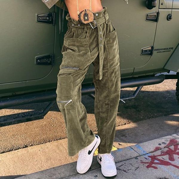 women's pants & capris nclagen multi pockets corduroy buds waist high street women pant belt trousers straight casual bottoms, Black;white
women's pants & capris nclagen multi pockets corduroy buds waist high street women pant belt trousers straight casual bottoms, Black;white