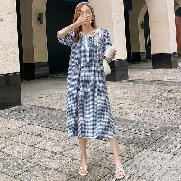 8098# summer korean fashion plaid maternity long dress elegant a line slim waist loose clothes for pregnant women pregnancy dresses, White
8098# summer korean fashion plaid maternity long dress elegant a line slim waist loose clothes for pregnant women pregnancy dresses, White