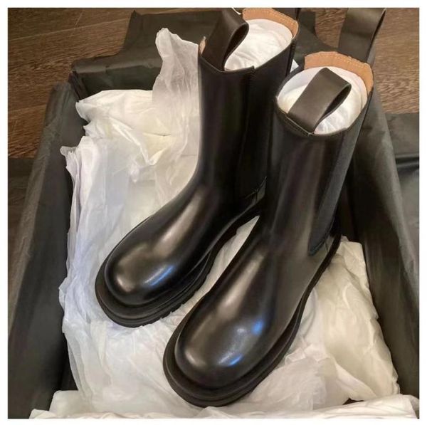 boots high end brand all leather inner heightening british wind tube thick bottom women's chimney short, Black
boots high end brand all leather inner heightening british wind tube thick bottom women's chimney short, Black