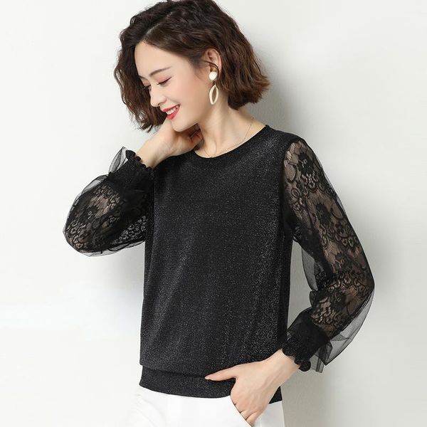 women's sweaters women sweater lace blouse lady patchwork sleeve knit shirt, White;black
women's sweaters women sweater lace blouse lady patchwork sleeve knit shirt, White;black