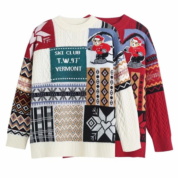 women's letters cartoon bear cute sweet loose outer wear lazy wind pullover retro warm sweater winter 210521, White;black
women's letters cartoon bear cute sweet loose outer wear lazy wind pullover retro warm sweater winter 210521, White;black