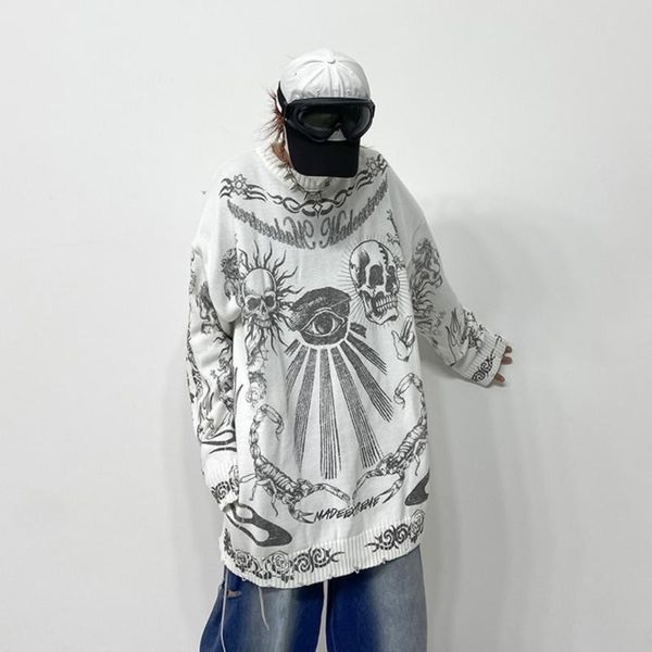 men's sweaters hip hop dark street culture skull print mens knitted sweater winter oversize pullover harajuku gothic loose knitwear top, White;black
men's sweaters hip hop dark street culture skull print mens knitted sweater winter oversize pullover harajuku gothic loose knitwear top, White;black