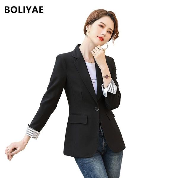 women's suits & blazers boliyae 2021 spring and autumn fashion business women long sleeve office blazer ladies casual temperament jacke, White;black
women's suits & blazers boliyae 2021 spring and autumn fashion business women long sleeve office blazer ladies casual temperament jacke, White;black