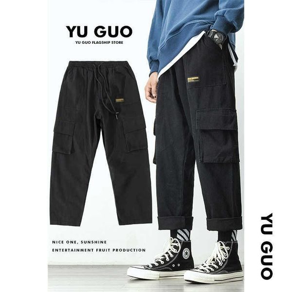 men's cargo pants students male loose straight drawstring korean fashion hip hop casual trousers man sports wide leg pant, Black
men's cargo pants students male loose straight drawstring korean fashion hip hop casual trousers man sports wide leg pant, Black