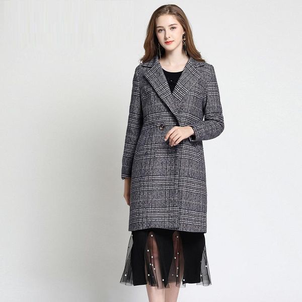 women's wool & blends 100 kg big yards lady 2021 winter code checked cloth coats women plaids tweeds coat getting long style woolen ove, Black
women's wool & blends 100 kg big yards lady 2021 winter code checked cloth coats women plaids tweeds coat getting long style woolen ove, Black