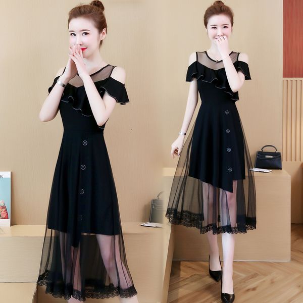 dresses cover belly show thin dress fat sister large women's 2021 summer new foreign pure color age reducing medium and long style, Black;gray
dresses cover belly show thin dress fat sister large women's 2021 summer new foreign pure color age reducing medium and long style, Black;gray