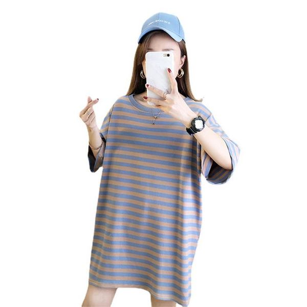 women's t-shirt 2021 summer striped female korean fashion casual short-sleeved loose large sze medium and long a008, White
women's t-shirt 2021 summer striped female korean fashion casual short-sleeved loose large sze medium and long a008, White